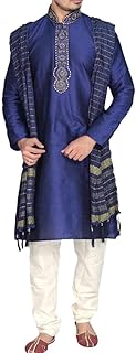 MKP9007 Blue and Ivory Men's Kurta Pyjama Indian Suit...