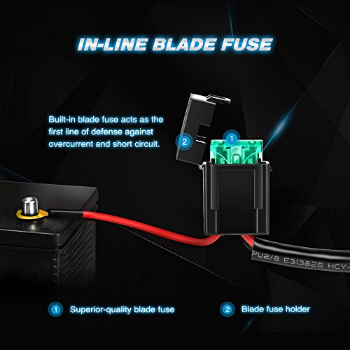 Nilight - 10016W 16AWG DT Connector Wiring Harness Kit LED Light Bar 12V On Off Switch Power Relay Blade Fuse for Off Road Lights LED Work Light-2 Leads,2 Years Warranty