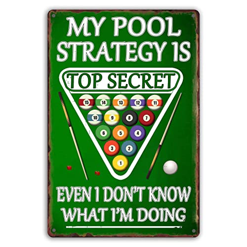 Billiard Room Wall Decor Pool Hall Targa in latta Biliardo Targa in metallo Biliardo Pool Decor per biliardo Tavolo da biliardo Decorazioni per camere Accessori Biliardo Palla Targa 30,5 x 20,3 cm