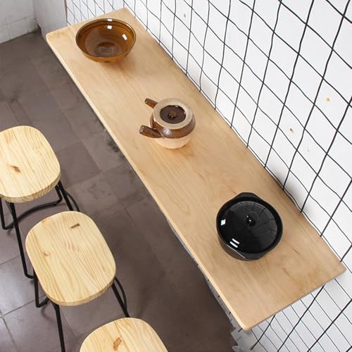 Mesa de comedor plegable en madera maciza natural y soporte ajustable de pared para dormitorio