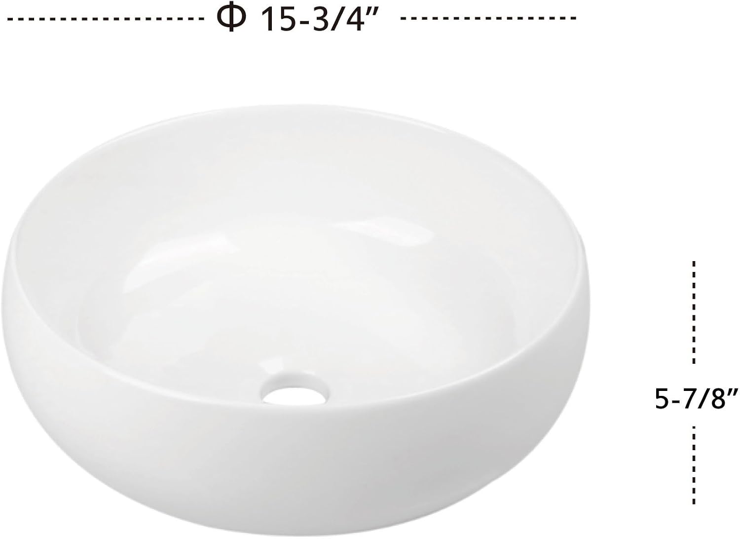 Dowell Bathroom Vessel Basin, Bowl Sink, Round Ceramic Countertop Modern Sink,White, Modern Design Bowl for Bathroom- 000 1515 21