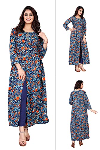 Image of H.E HAMZA ENTERPRISER Printed Crepe Material Brown Western Dress For Women