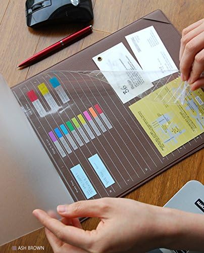 PLEPIC Layered Side Table - Multipurpose Mini Leather Desk Pad Planner (Ash Brown)