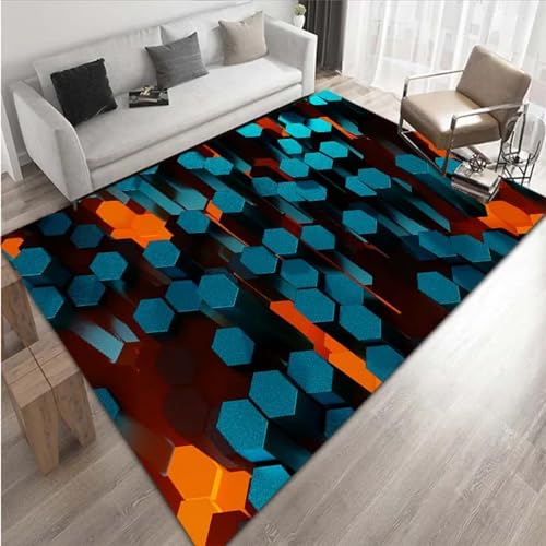 Tapis de salon 140x200 cm à motif géométrique abstrait 3D - 2