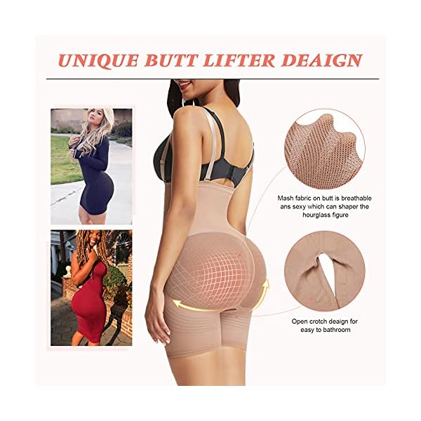 Lover-Beauty Butt Lifting Shapewear for Women Tummy Control Fajas BBL Shorts Butt Lifter Seamless Body Shaper, Brown, 3XL/4XL