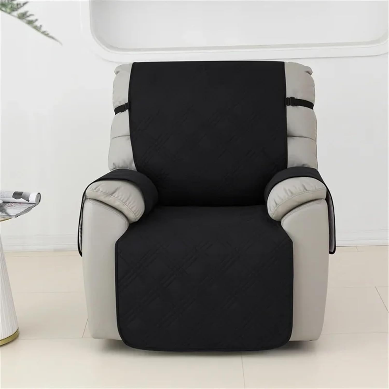 1-Seater Quilted Recliner Slipcover with Non-Slip Straps, Sofa Protector for Pets & Kids, Machine Washable Accent Chair Cover for Living Room, Hotel, Home(B)