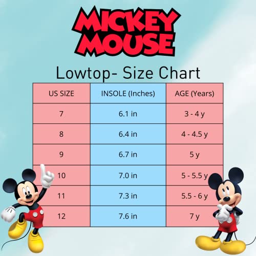 Josmo Disney Mickey Mouse Shoes - Kids Toddler Character Low Top Slip-On Casual Fashion Tennis Boys Canvas Sneakers (Grey/Red) (Size 9 Toddler) #TOP5