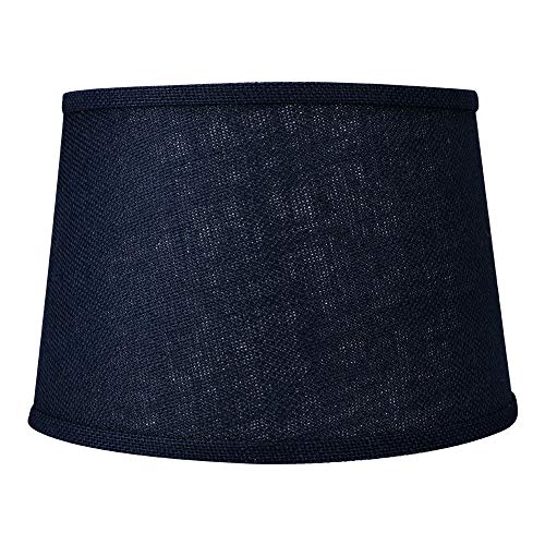 Double Medium Navy Blue Lamp Shades Set of 2, Alucset Drum Fabric