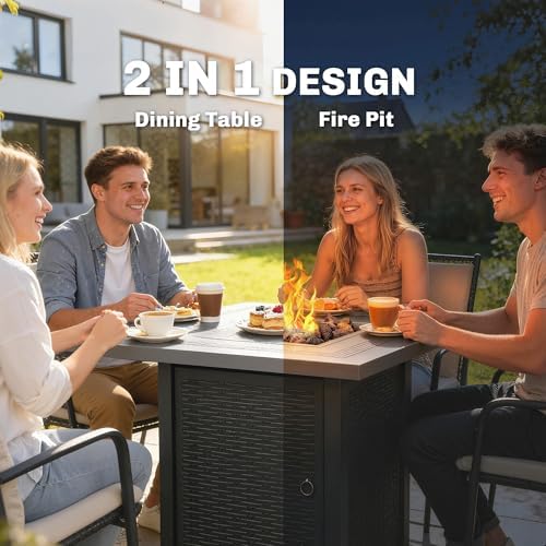 Outsunny Propane Fire Pit Table, 28" 40000 BTU Outdoor Gas Fire Table with Lava Rocks and Lid, Black — view 2