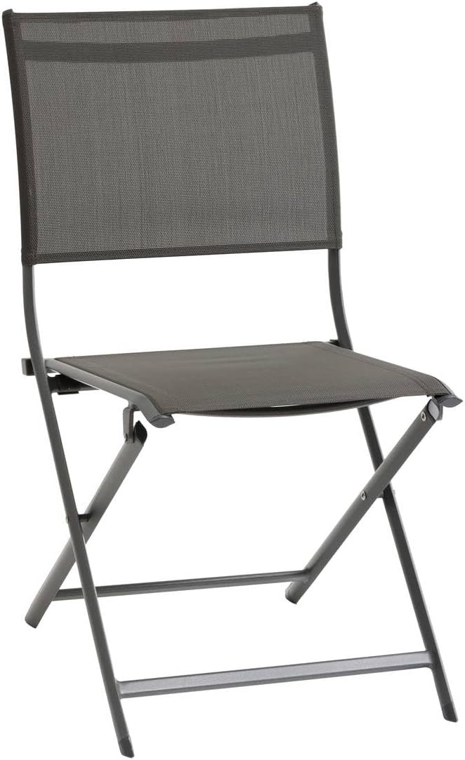 Hespéride Set of 4 Folding Garden Chairs Anthracite & Graphite, Metal, L