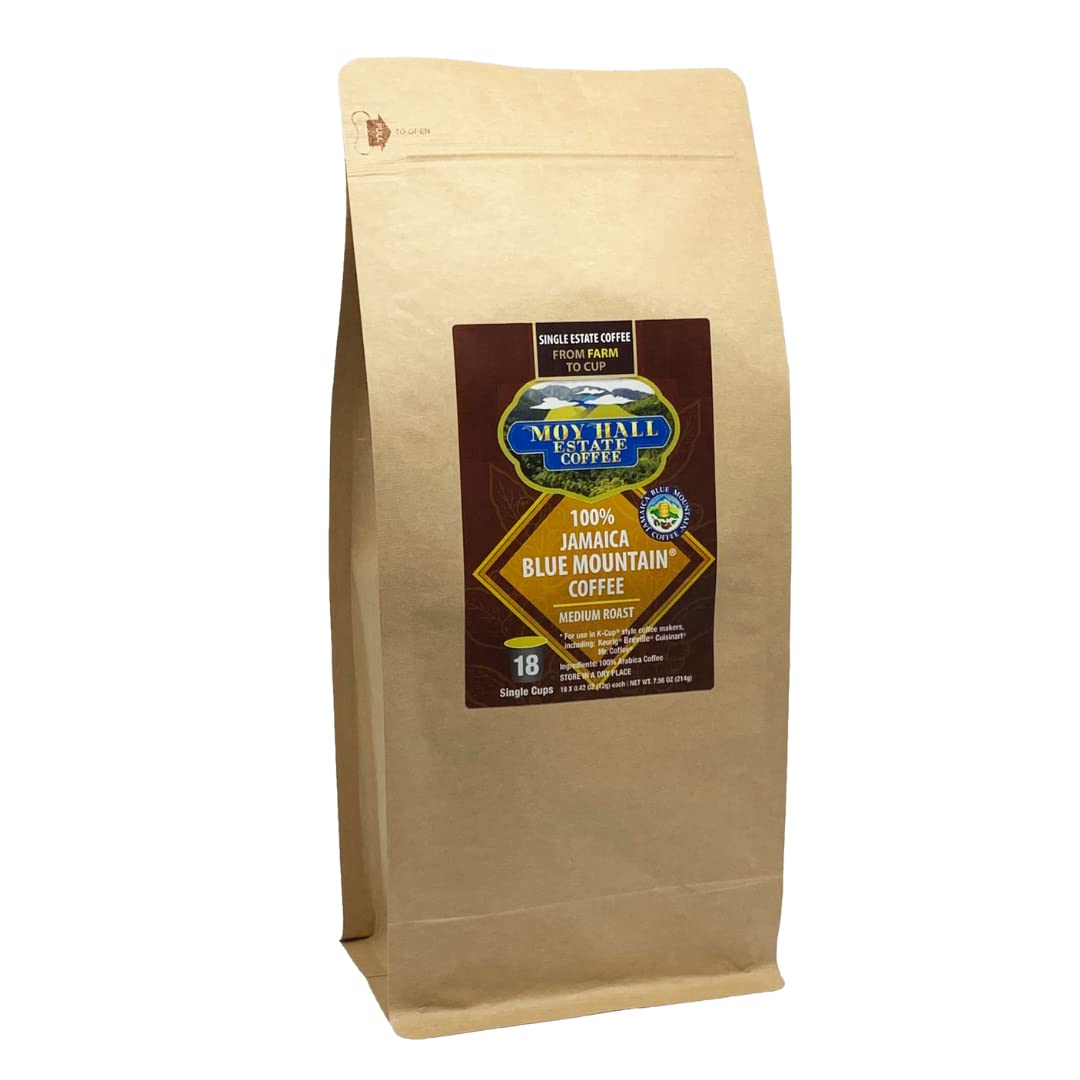 Moy Hall Estate Coffee Jamaica Blue Mountain Single Serve Coffee for K Cup Keurig Brewing Systems-18 Count By Moy Hall Estate