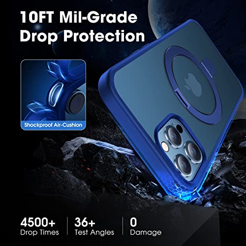 Image of CASEKOO Designed for iPhone 12 Pro Max Case with Magnetic Invisible Stand [Military Drop Protection] [Compatible with MagSafe] Shockproof Slim Translucent Matte Cases 6.7 Inch 2020, Blue