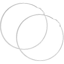 2mm Silver Hoops Earrings for Women,Large Hoop Earrings,Exaggerated Fashion Personality Hypoallergenic Stainless Steel Large Hoops Lightweight Big Thin Hoop Earrings for WomenSilver