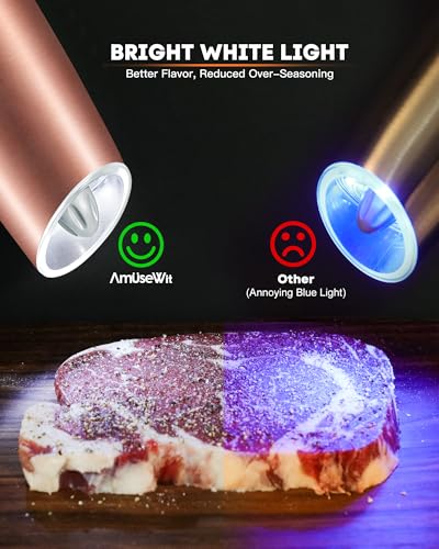 image for AmuseWit Gravity Electric Salt and Pepper Grinder Set [White Light] Ba