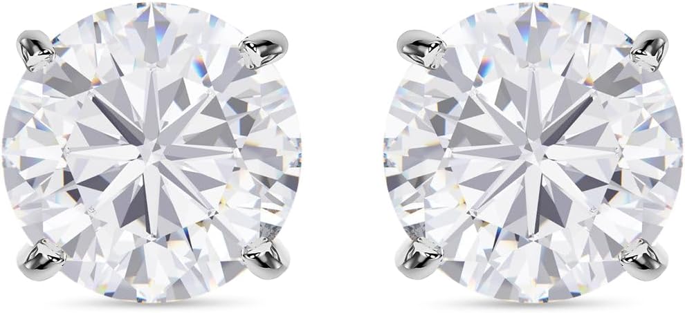 4.00ct Moissanite Stud Earrings Round Cut EF Color VS Clarity Lab Created Moissanite Earrings Studs White/Yellow 925 Sterling Silver Jewelry for Women Men