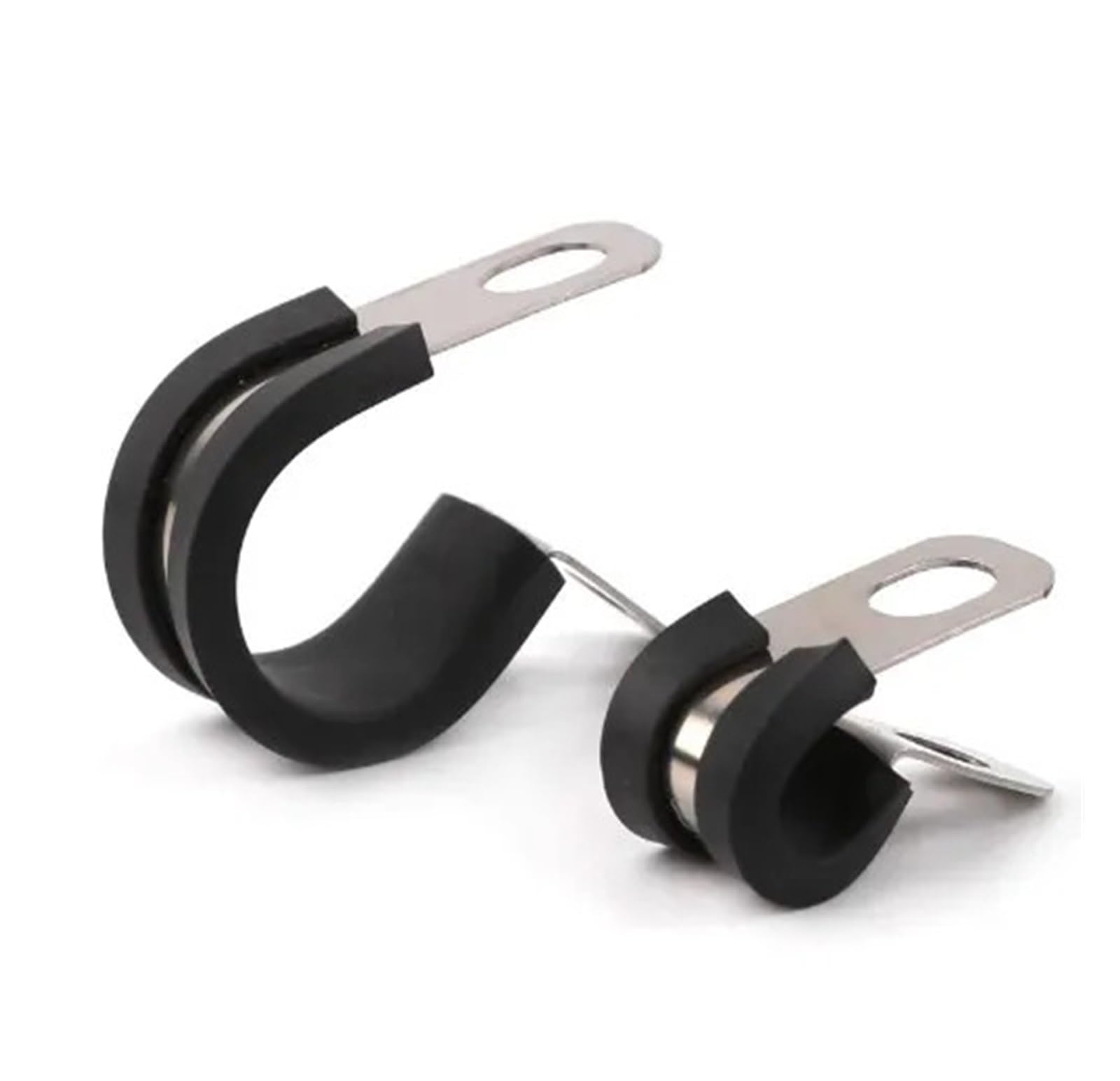 Knbhgujmd One Color P-Clips Metal Wire Cable Conduit Clamps, 304 Stainless Steel Rubber Lined P Clips Cable Mounting Hose Pipe 2 Pcs 6-55Mm(14Mm)