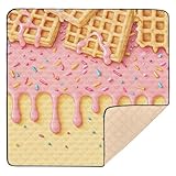 Kigai Waffle Ice Cream Baby Play Mat for Floor and Playpen 50x50 inch Non-Slip Baby Activity Playmat Waterproof Foldable Crawling Mat for Infants Toddlers