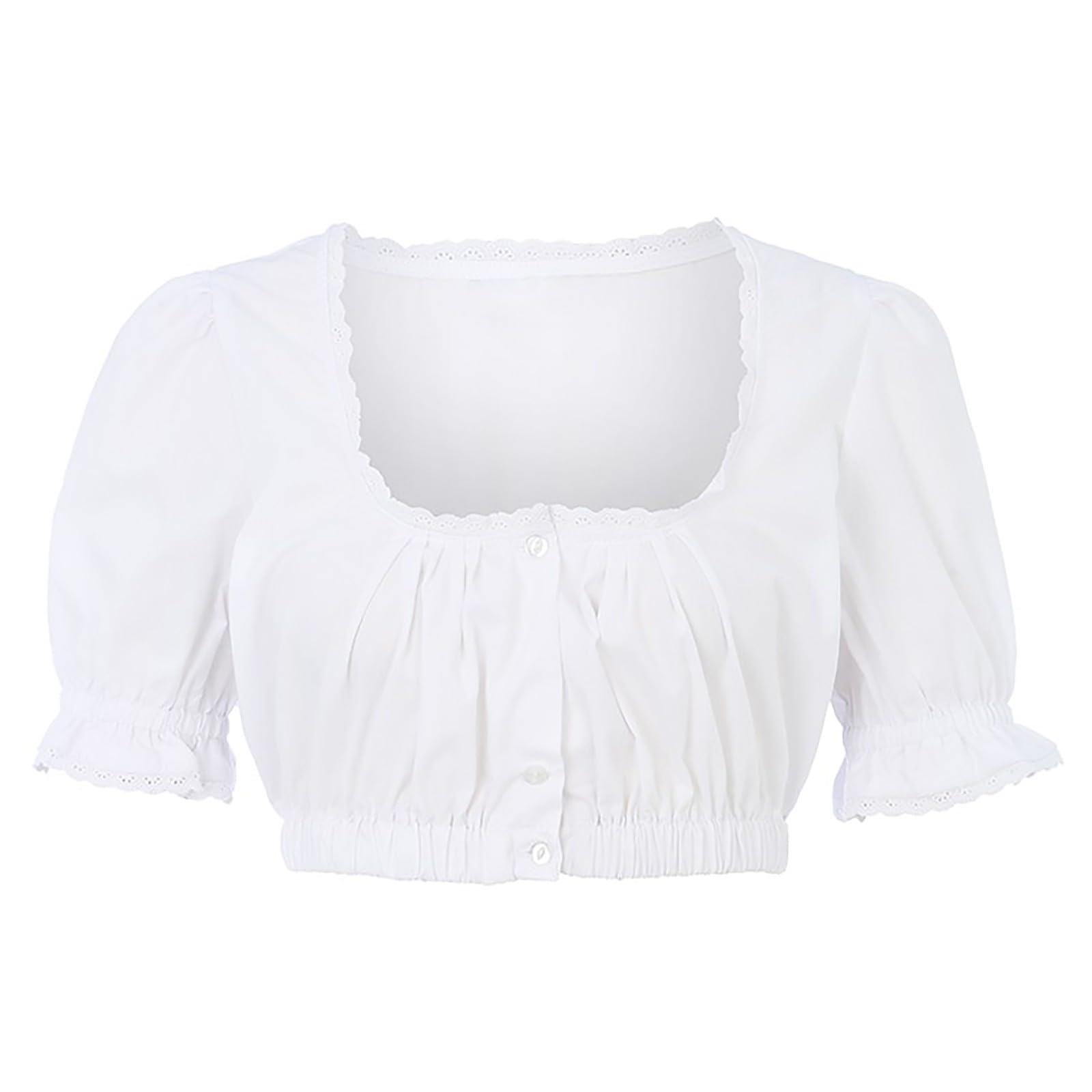 Generisch 2025 – Camicia da donna in pizzo da donna, elegante camicia Dirndlbluse nera in pizzo per Oktoberfest, lingerie a maniche lunghe da donna, colore nero