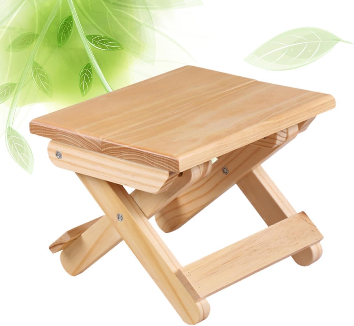 Portable Wooden Folding Stool for Fishing, Compact Small Seat