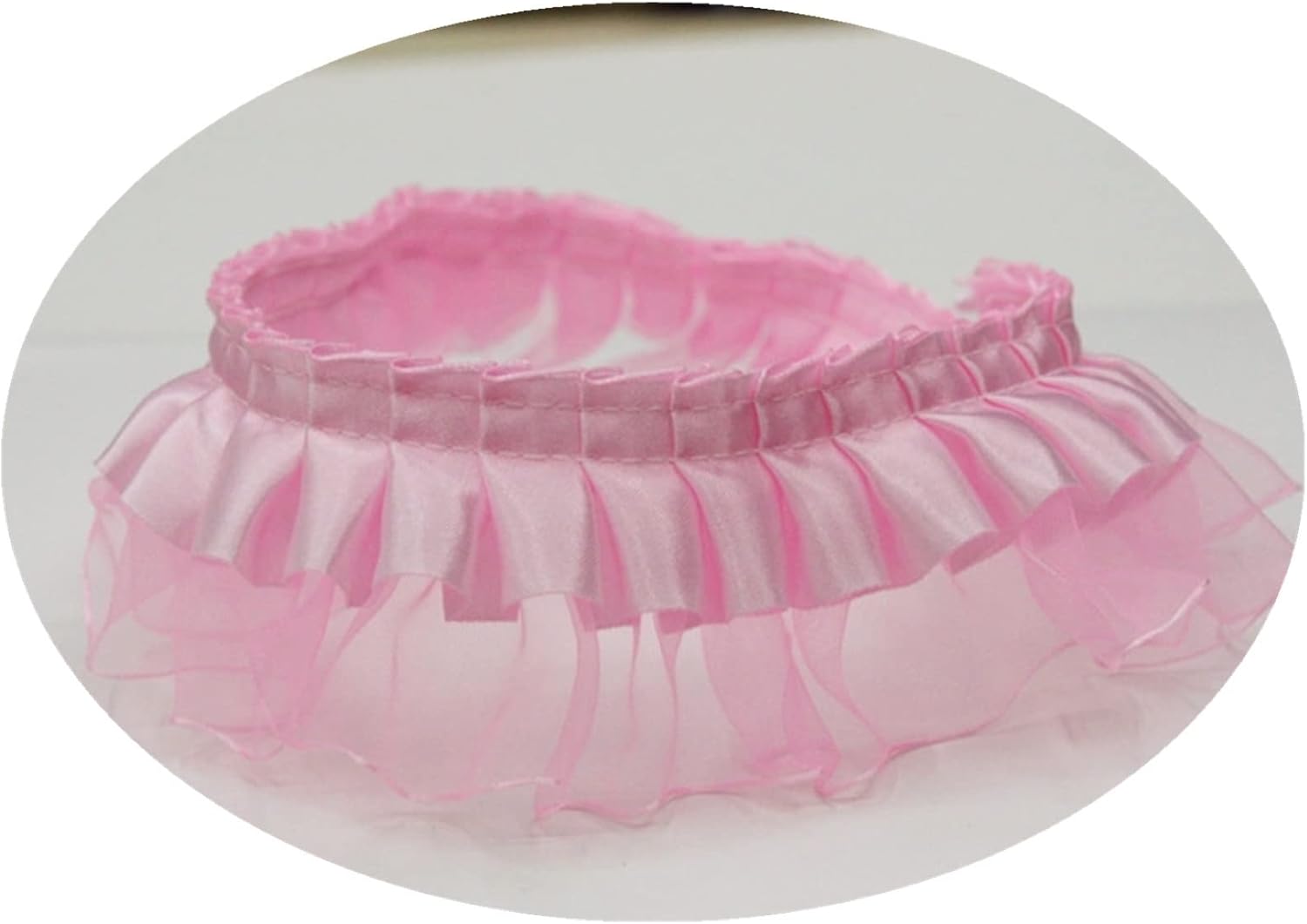 5 Yard Vintage Ruffle Satin Lace Edge Trim Pleated Ribbon Fabric Hem DIY Sewing Clothes Curtain Craft Supplies Decoration (Color : Pink, Size : 5.5cm*10 Yards)