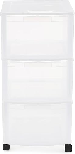 Miniatura 7 de Gracious Living Sistema de baúl de almacenamiento de resina transparente de 3 cajones con ruedas extraíbles para garaje, sótano, utilidad y