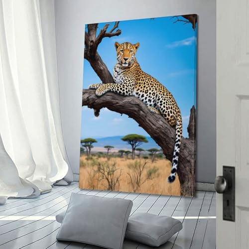Décoration guépard sur branche moderne à suspendre 20x30