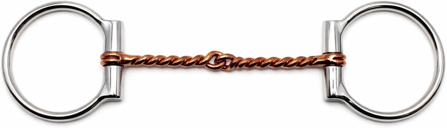 CHALLENGER Horse Stainless Steel Twisted Wire Copper Mouth D-Ring Snaffle Bit 35319v