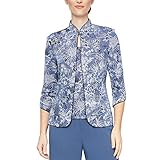 Alex Evenings womens Mandarin Neck Twinset Tank Top and Jacket Petite Regular Dress Shirt, Wedgewood, Medium US