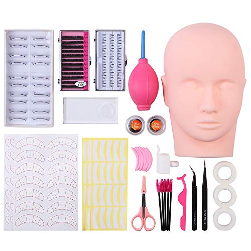 False Eyelashes Extensions Practice Training Mannequin Head Set for Beginners Makeup Training Eyelash Graft (#2)