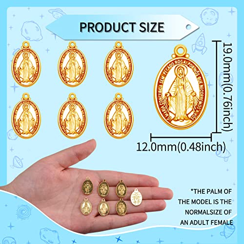 60Pcs Alloy Jesus Cross Our Lady Miraculous Medal Charms Floral Rosary Center Pendants Virgin Mary Charms For Diy Mother's Day Necklace Bracelets Jewelry Making(Gold) #TOP1
