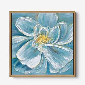 signwin Framed Canvas Wall Art Abstract Blue Flower...