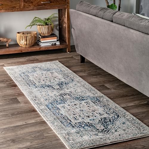 Tapis de couloir nuLOOM Ethel bleu marine pour protéger le sol