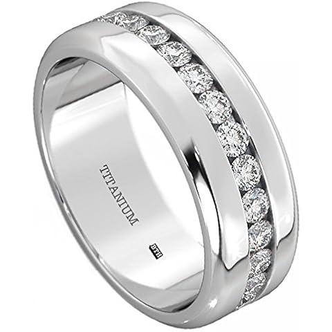 BESTTOHAVE Mens Titanium Ring with Diamonds Cover