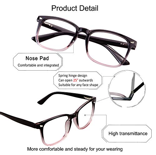 Image of YEIN Progressive Multifocus Reading Glasses, Spring Hinge Blue Light Blocking Glasses for Women Men, No Line Multifocal Readers with Clear Lenses (black purple,+0.50 /+2.75 magnification)