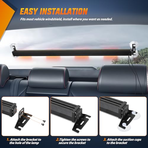 Image of Nilight 144LED Traffic Advisor Strobe Light Bar with Controller Red White | Emergency Warning Lights Hazard Interior Front /Rear Windshield Flashing for Cars Plow Trucks Construction Vehicles