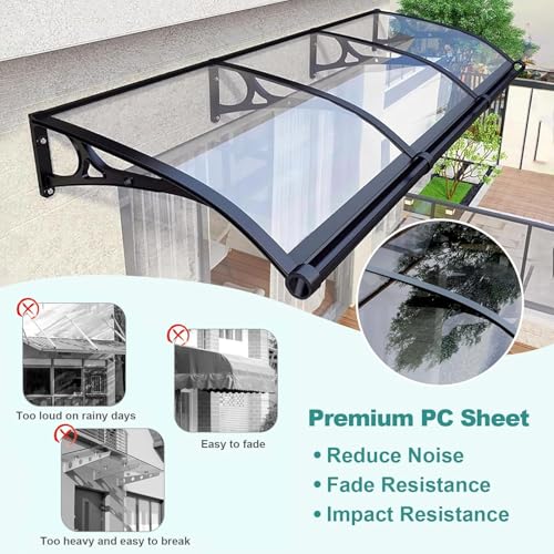 Awning-for-Door-Entrance-Awnings-for-Doors-Polycarbonate-Cover-Outdoor-Front-Door-Patio-UVRainSnow-Protection-Door-Awnings-Exterior-for-PorchPatioDeck Awning for Door Entrance Awnings for Doors Polycarbonate Cover Outdoor Front Door Patio UVRainSnow Protection Door Awnings Exterior for PorchPatioDeck