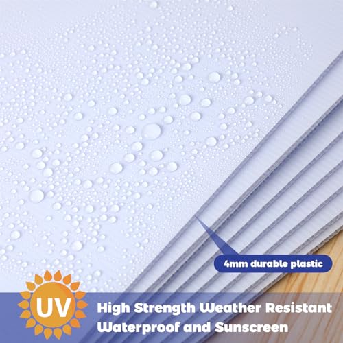 Image of Pinkunn 48 Pack Corrugated Plastic Board 3 /16 Inch Thick Poster Sheet Waterproof Board Sheets Blank Yard Signs for Indoor and Outdoor Use, Party Decorations, Garage Sale, Guidepost, White (10 inch X 14 inch)