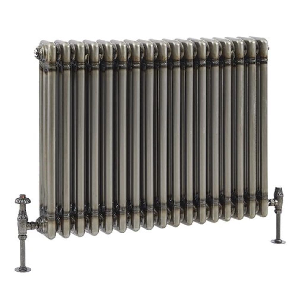 Milano Grey/Raw Metal Windsor - Lacquered Traditional Horizontal Triple Column Radiator - 500Mm X 785Mm
