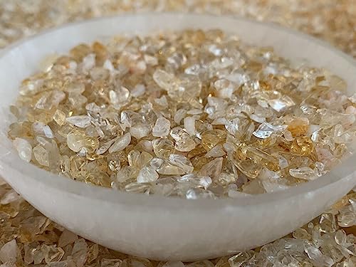 Image of GAF TREASURES 2 oz Lot Citrine Semi Tumbled Gemstone Chips, Crushed Mini Crystals, Undrilled Crystal Chips (Citrine-Light)