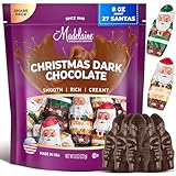 Madelaine Solid Premium Dark Chocolate Mini Santas - Christmas Candy, Holiday Treats - Individually Wrapped In Italian Foil Featuring Assorted Holiday Designs (1/2 LB)