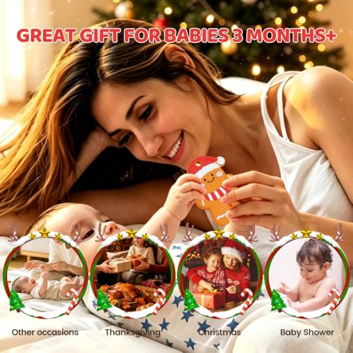 Image of Baby Silicone Christmas Gingerbread Man Teether,Sensory Chew Toys