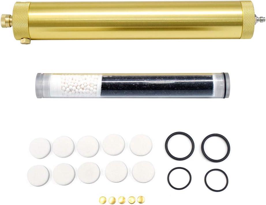 30Mpa Oil Water Separator PCP Air Compressor Pump 4500Psi High Pressure Air Filter Diving Separator L300mm OD50mm with 8mm Female and Male Quick Connector (Gold)