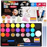 【Amplia Gama de Usos】Este kit de pintura facial es perfecto para cualquier evento especial, como Halloween, fiestas de cumpleaños, fiestas de disfraces, Navidad, maquillaje de novia, tutoriales de maquillaje, pintura navideña, juegos deportivos, etc. Es un gran regalo para amigos y familiares.