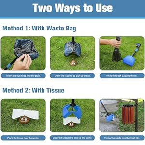 32″ Pooper Scooper for Dogs and Cats – Portable Dog Poop Scooper with Foldable Long Handle, includes Bag and Attachment – Ideal for Large & Small Dogs (Blue)