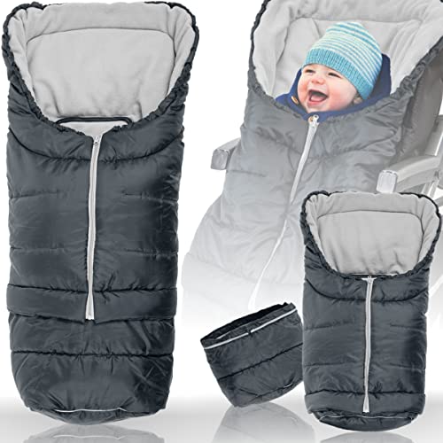 Stimo24 2IN1 Winterfußsack 0 bis 36 Monate für Babyschale/Kinderwagenschale/Kinderwagen/Buggy (Dunkelgrau/Hellgrau) Cover