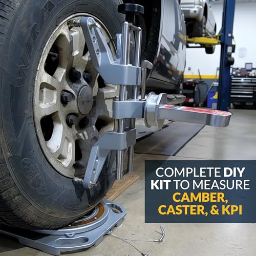 AUTOSOLO DIY Front End Wheel Alignment Kit - Includes Set of Turn Plates, Camber Caster KPI Guage, and Alignment Wheel Clamp - at Home Car Alignment Tool Kit - Thumbnail 2