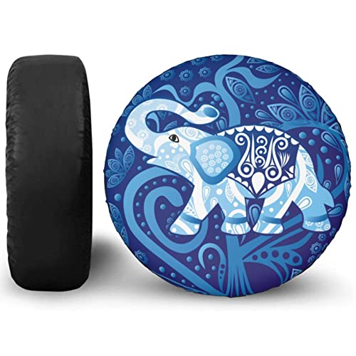 Image of Delerain Blue Elephant Spare Tire Covers Waterproof Dust-Proof Spare Wheel Cover Universal Fit for Trailer, RV, SUV, Truck and Many Vehicle (17 Inch for Diameter 31 inch-33 inch)