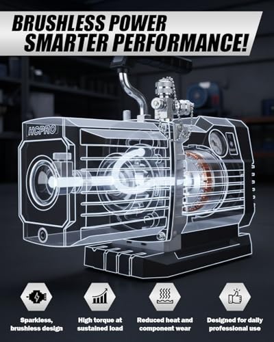 Bomba de Vacío HCPRO 12 CFM Doble Etapa para HVAC y A/C Automotriz, Motor BLDC A2L Seguro, con Manómetro Integrado, 100-240V, Bomba de Evacuación de Vacío Profundo para Mini Split miniatura 5