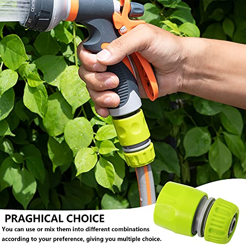 Cerrxian Garden Quick Spray Water Connectors, 1/2" Plastic Hose Pipe Repair Irrigations Thread Connector(Green,4-Pack) #TOP4