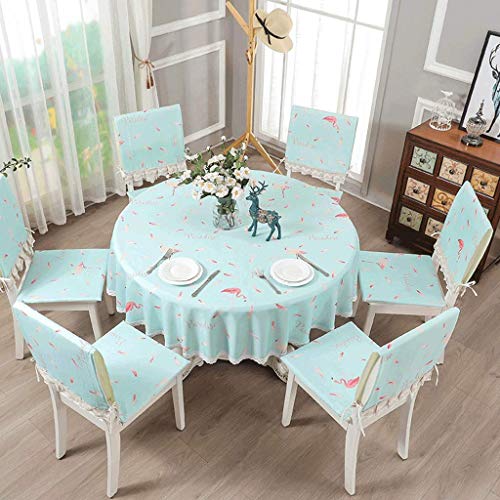 Nappe de table ronde tissu bleu imperméable 130cm petite table basse - 3
